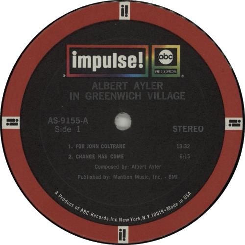 Albert Ayler In Greenwich Village - 2nd vinyl LP album (LP record) US AYLLPIN675576