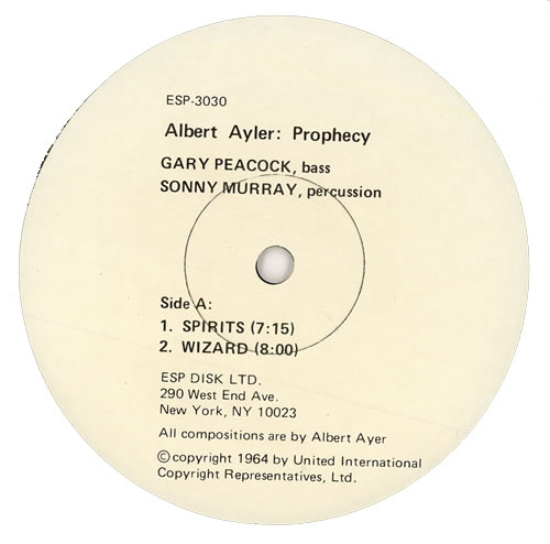 Albert Ayler Prophecy vinyl LP album (LP record) US AYLLPPR459350
