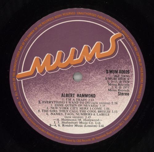 Albert Hammond Albert Hammond vinyl LP album (LP record) UK ALHLPAL416348