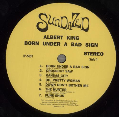 Albert King Born Under A Bad Sign vinyl LP album (LP record) US ATKLPBO639953