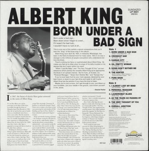 Albert King Born Under A Bad Sign vinyl LP album (LP record) US ATKLPBO639953