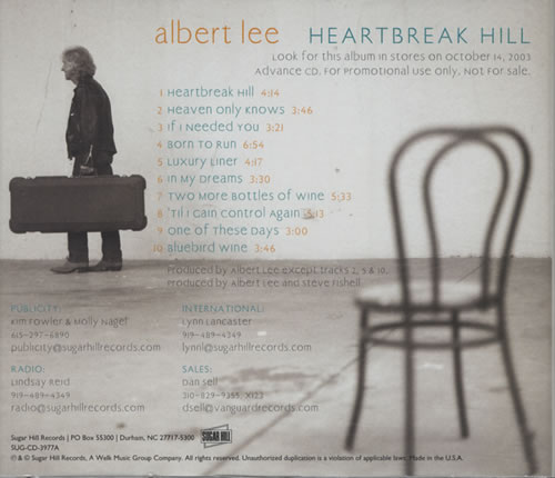 Albert Lee Heartbreak Hill CD album (CDLP) US AL-CDHE442276