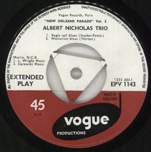 Albert Nicholas New Orleans Parade Vol 2 7" vinyl single (7 inch record / 45) UK AUZ07NE887818