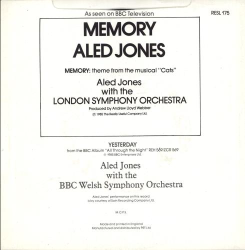 Aled Jones Memory 7" vinyl single (7 inch record / 45) UK ALJ07ME687090
