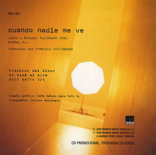 Alejandro Sanz Cuando Nadie Me Ve CD single (CD5 / 5") Mexican AJDC5CU233084