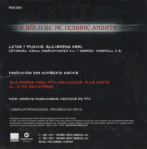 Alejandro Sanz Unplugged CD single (CD5 / 5") Argentinean AJDC5UN238979