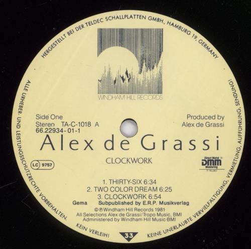 Alex DeGrassi Clockwork vinyl LP album (LP record) German AXGLPCL892599