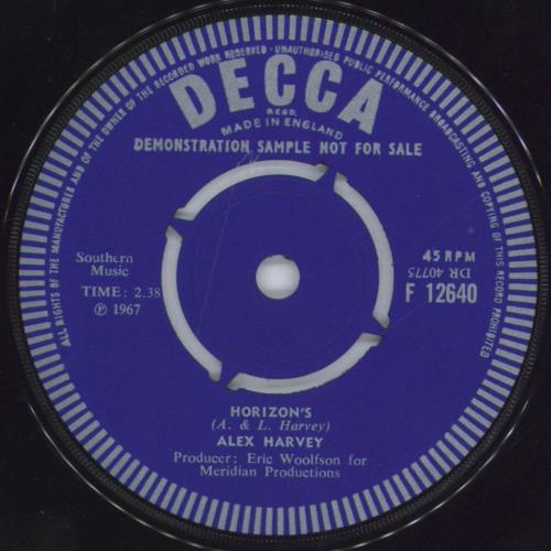 Alex Harvey (UK) The Sunday Song - A Label 7" vinyl single (7 inch record / 45) UK AXH07TH817224