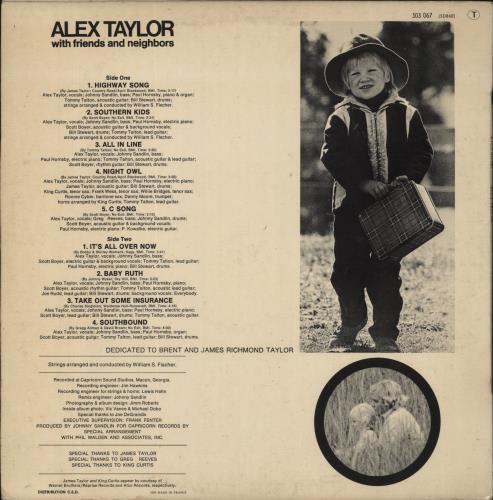 Alex Taylor With Friends And Neighbours vinyl LP album (LP record) French 0LHLPWI858895