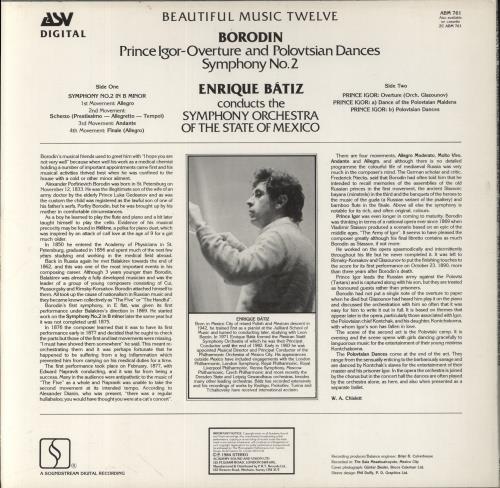 Alexander Borodin Borodin: Prince Igor - Overture And Polovtsian Dances / Symphony No. 2 vinyl LP album (LP record) UK B13LPBO680324