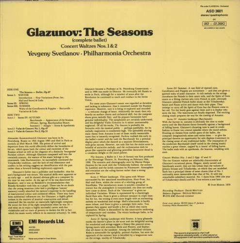 Alexander Konstantinovich Glazunov The Seasons - Quadrophonic vinyl LP album (LP record) UK GGVLPTH879480