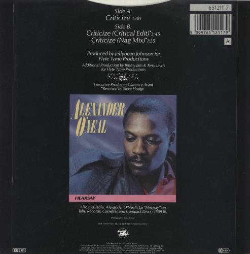 Alexander O'Neal Criticize 7" vinyl single (7 inch record / 45) UK ALO07CR326214