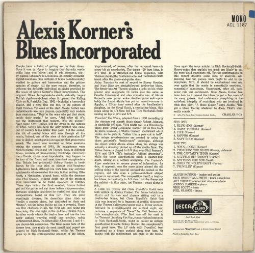 Alexis Korner Alexis Korner's Blues Incorporated vinyl LP album (LP record) UK AXKLPAL613358