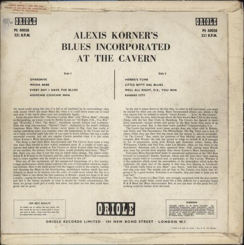 Alexis Korner At The Cavern + Sample Sticker vinyl LP album (LP record) UK AXKLPAT888028