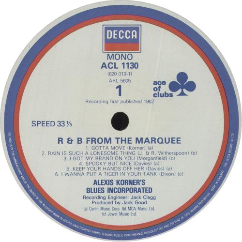 Alexis Korner R&B From The Marquee vinyl LP album (LP record) UK AXKLPRB727568