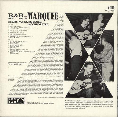 Alexis Korner R&B From The Marquee vinyl LP album (LP record) UK AXKLPRB727568