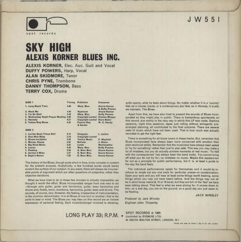 Alexis Korner Sky High vinyl LP album (LP record) UK AXKLPSK676773