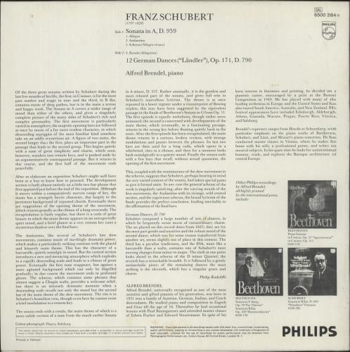 Alfred Brendel Schubert: Piano Sonata in A, D.959 & 12 German Dances D.790 vinyl LP album (LP record) UK F6GLPSC867446