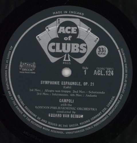 Alfredo Campoli Lalo: Symphonie Espagnole / Falla: Love The Magician vinyl LP album (LP record) UK IYKLPLA856798