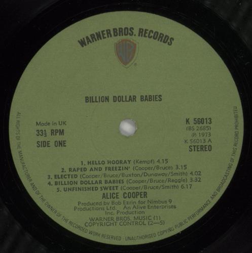 Alice Cooper Billion Dollar Babies - 1st - Complete - EX vinyl LP album (LP record) UK COOLPBI573347