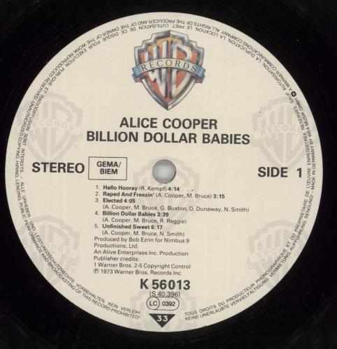 Alice Cooper Billion Dollar Babies vinyl LP album (LP record) German COOLPBI552010