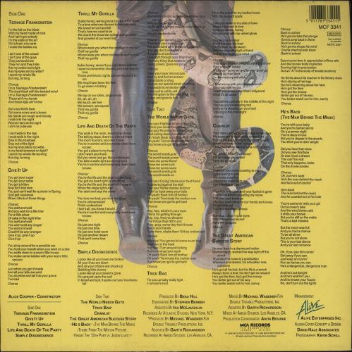 Alice Cooper Constrictor + Insert vinyl LP album (LP record) UK COOLPCO444836