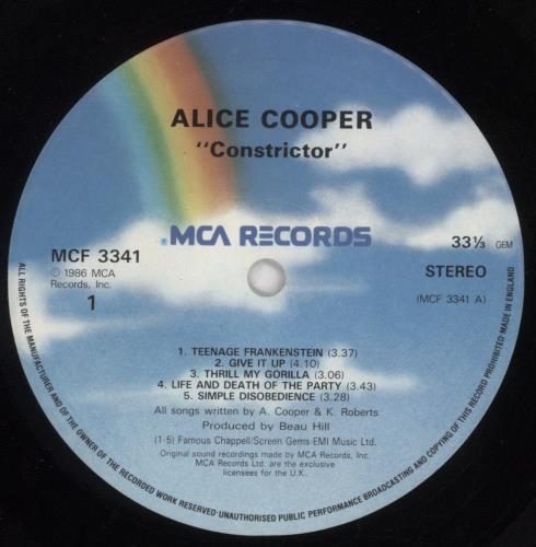 Alice Cooper Constrictor - EX vinyl LP album (LP record) UK COOLPCO653844