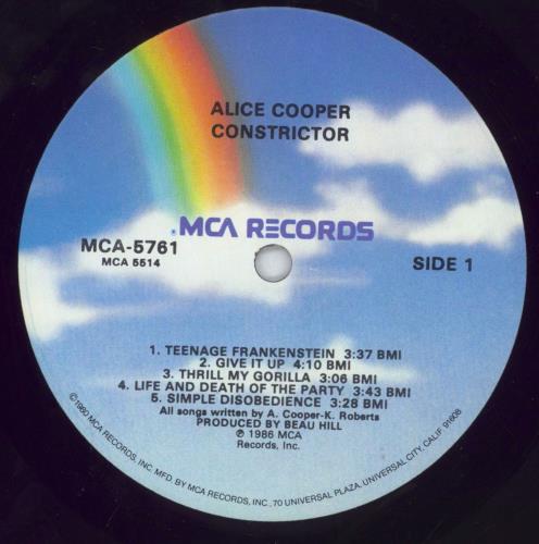 Alice Cooper Constrictor vinyl LP album (LP record) US COOLPCO828243