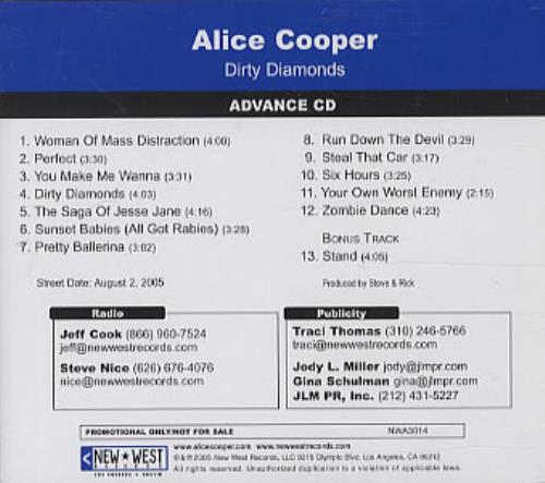 Alice Cooper Dirty Diamonds CD album (CDLP) US COOCDDI332688