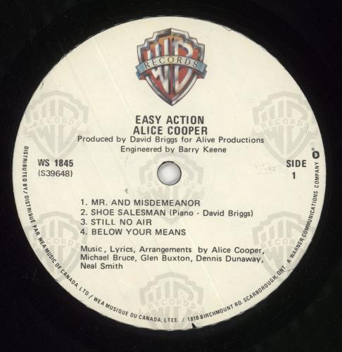 Alice Cooper Easy Action - Cream label Varient 2 vinyl LP album (LP record) Canadian COOLPEA747587
