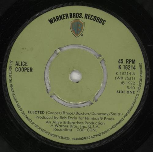 Alice Cooper Elected + Sleeve 7" vinyl single (7 inch record / 45) UK COO07EL738435