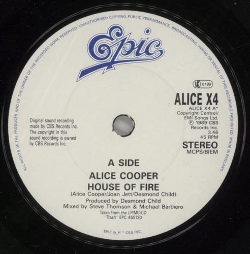 Alice Cooper House Of Fire 7" vinyl single (7 inch record / 45) UK COO07HO879236