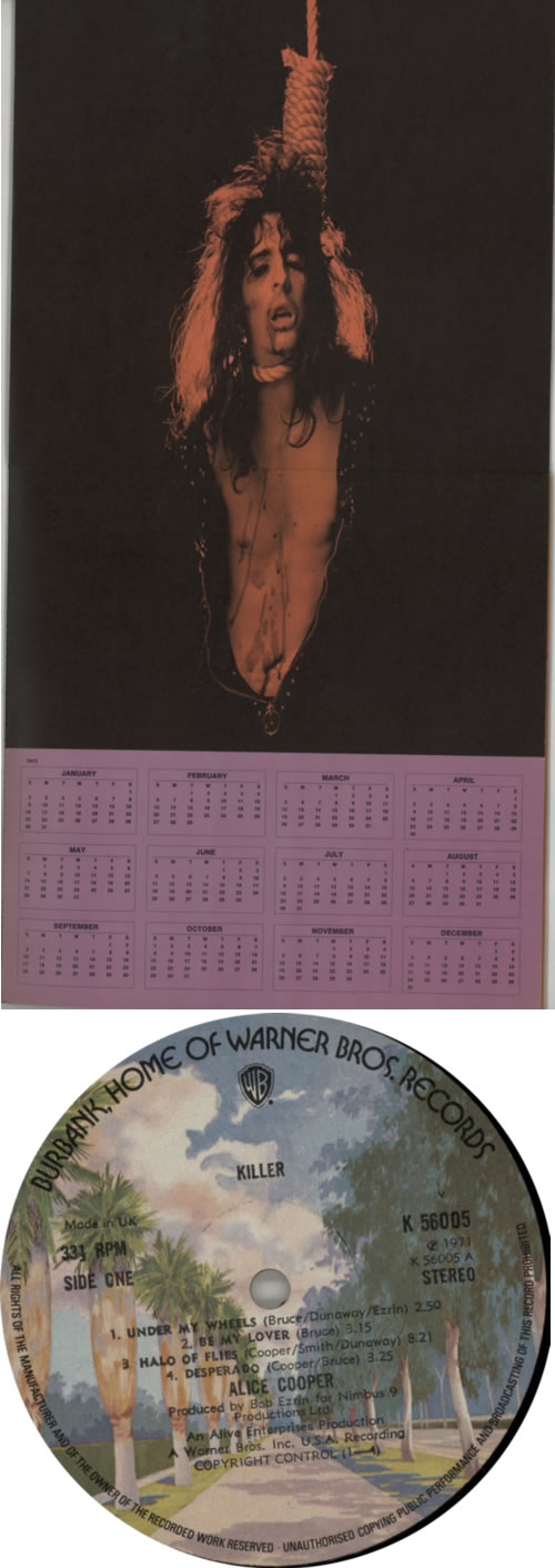 Alice Cooper Killer - Burbank Label + 1972 Calendar vinyl LP album (LP record) UK COOLPKI591239