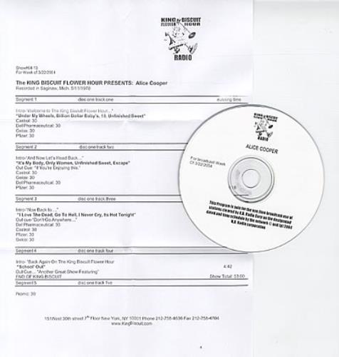 Alice Cooper King Biscuit Flower Hour Presents CD album (CDLP) US COOCDKI319630