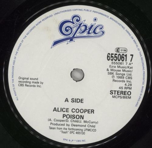 Alice Cooper Poison - EX 7" vinyl single (7 inch record / 45) UK COO07PO888823