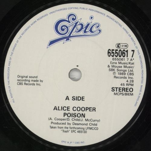 Alice Cooper Poison 7" vinyl single (7 inch record / 45) UK COO07PO106898