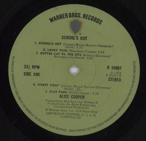 Alice Cooper School's Out - VG vinyl LP album (LP record) UK COOLPSC834636