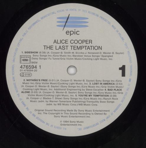 Alice Cooper The Last Temptation vinyl LP album (LP record) Dutch COOLPTH859337