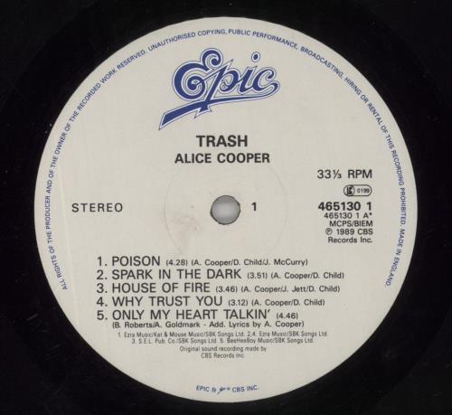 Alice Cooper Trash - EX vinyl LP album (LP record) UK COOLPTR277372