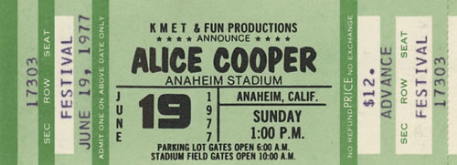 Alice Cooper Unused Concert Ticket concert ticket US COOTIUN401512