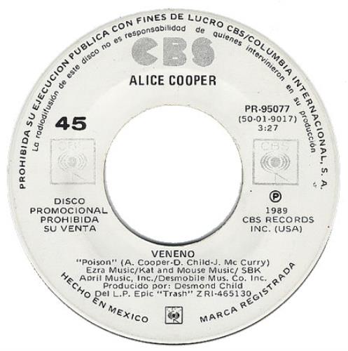 Alice Cooper Veneno - Poison 7" vinyl single (7 inch record / 45) Mexican COO07VE234181