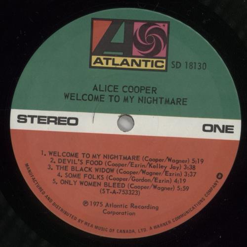 Alice Cooper Welcome To My Nightmare vinyl LP album (LP record) Canadian COOLPWE09095