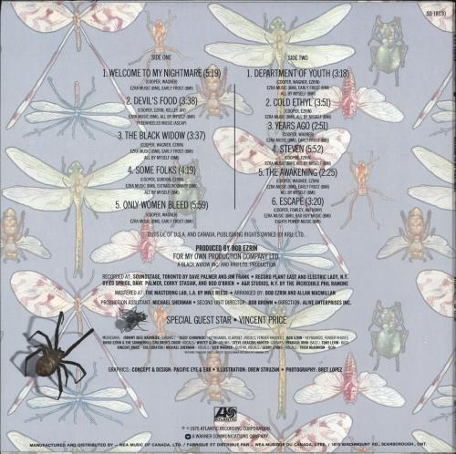 Alice Cooper Welcome To My Nightmare vinyl LP album (LP record) Canadian COOLPWE09095