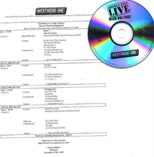 Alice In Chains Absolutely Live High Voltage CD-R acetate US AICCRAB315835