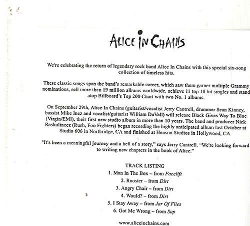 Alice In Chains Alice In Chains CD-R acetate US AICCRAL479513