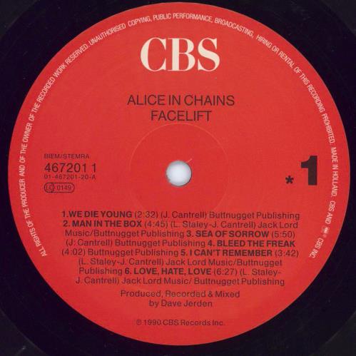 Alice In Chains Facelift + Inner - EX vinyl LP album (LP record) UK AICLPFA206162