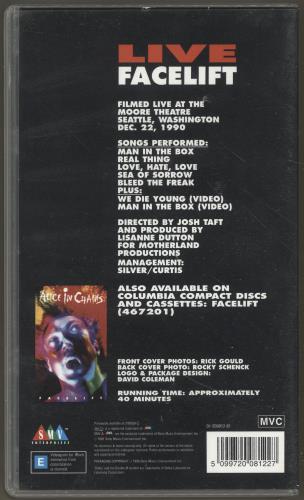 Alice In Chains Live Facelift video (VHS or PAL or NTSC) UK AICVILI698028
