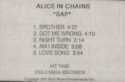 Alice In Chains Sap cassette single US AICCSSA520645