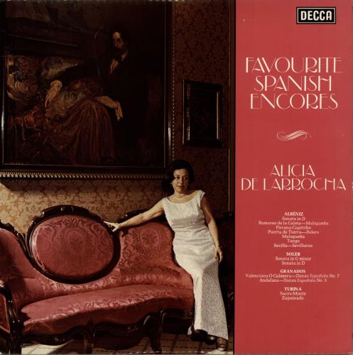 Alicia De Larrocha Favourite Spanish Encores vinyl LP album (LP record) UK H1ILPFA700873