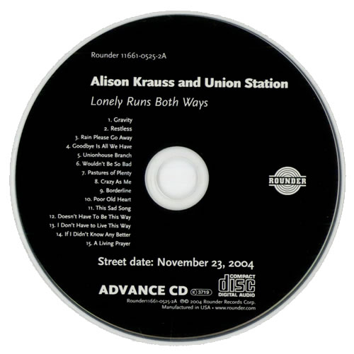 Alison Krauss Lonely Runs Both Ways CD album (CDLP) US AKRCDLO511172